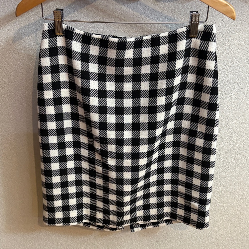 Talbots Black and White Plaid Pencil Skirt